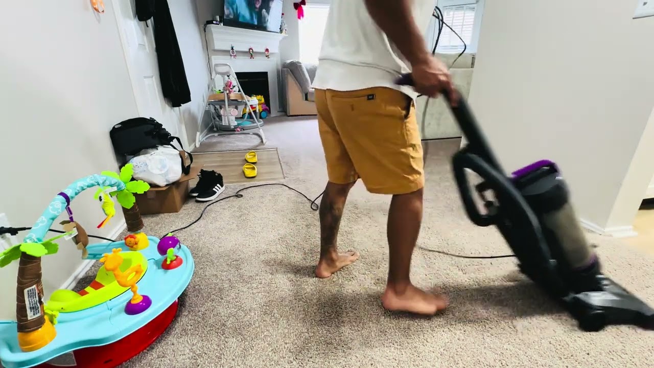 Doing housework.