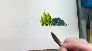 Creating variety in distant foliage in watercolour