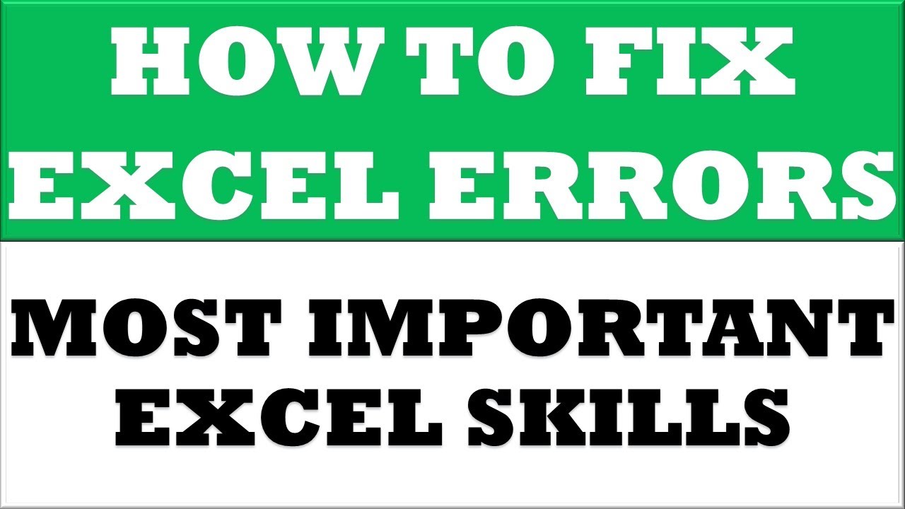 Types Of Error How To Fix Them In Excel Youtube