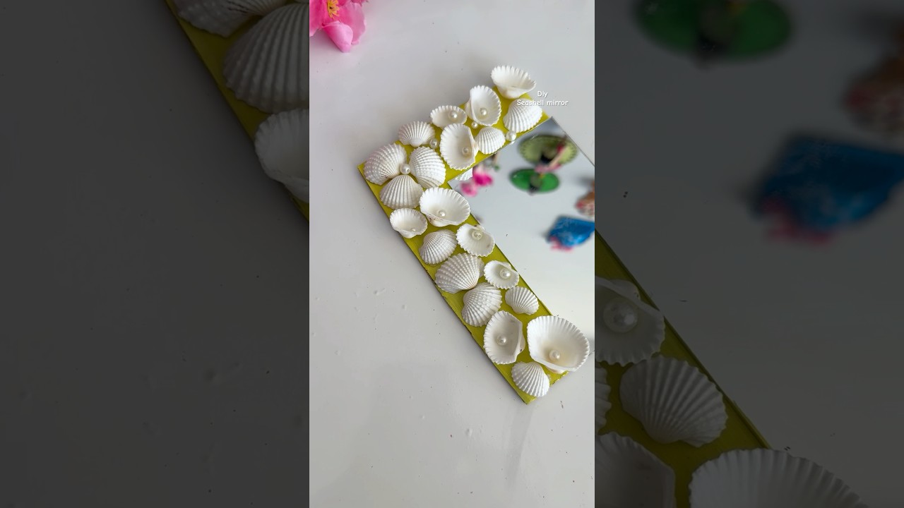 Diy seashell mirror decor #diy #craft #art #shorts #craftyhome #handmade #mirrordecor #seashell