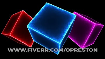 Animated colored neon fire cube. VJ loop video. VFX effects. Video footage for show and animation.