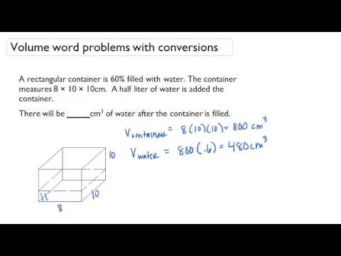Volume word problems with conversions