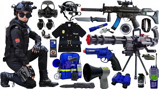 Special police weapon unboxing video, M416 automatic rifle,unboxing toy video, gas mask, axe, pistol