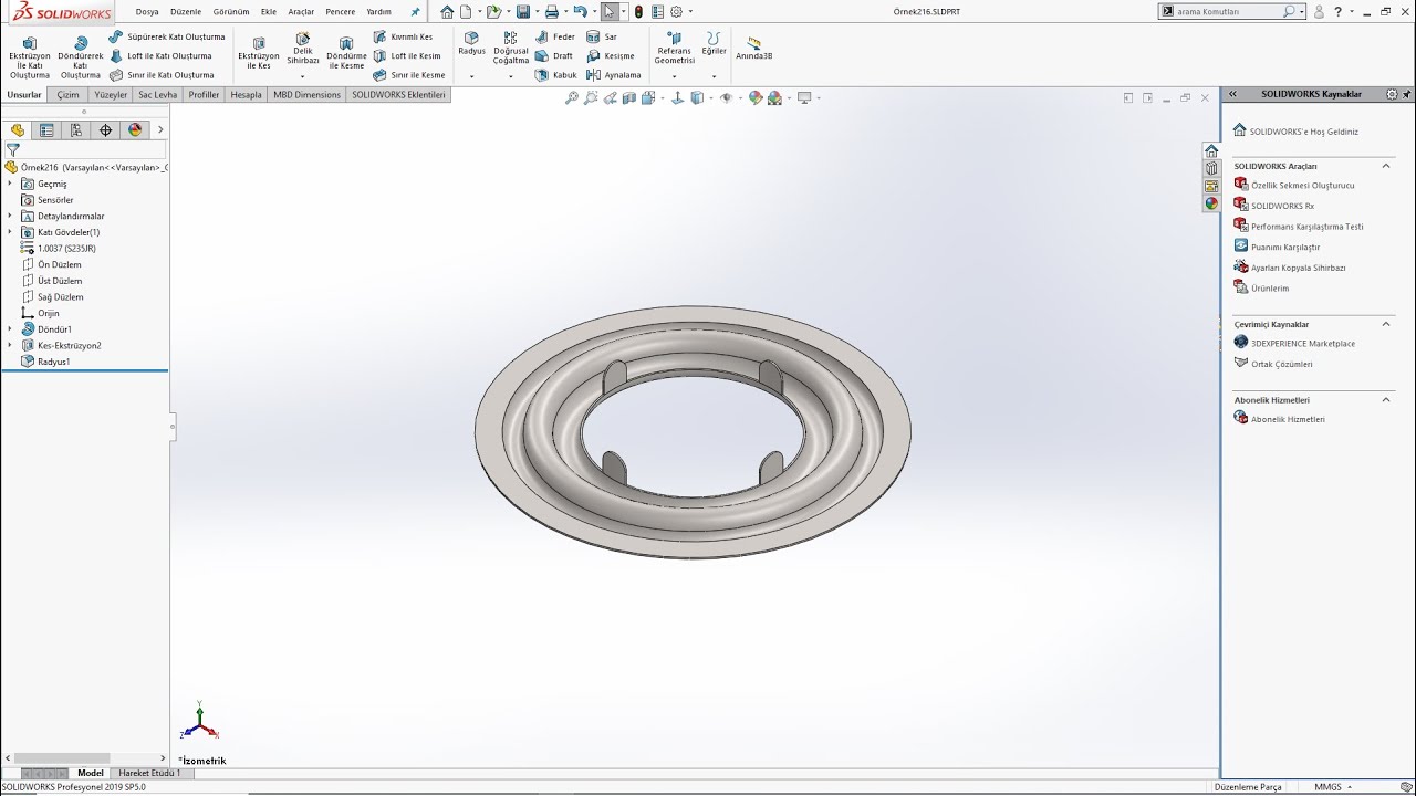 SolidWorks Örnek Çizim #216 (3D solid model example) #solidworks # ...
