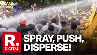 Police Water Cannons Punjab Youth Congress In Chandigarh Over Protests On Paper Leak