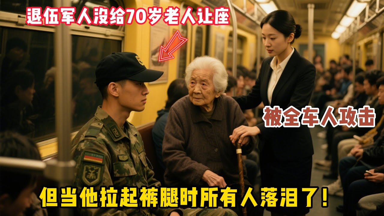 26歲退伍軍人，地鐵沒給70歲老人讓座，全車人都指著他，但當他拉起褲腿時所有人落淚了！ #故事頻道 #故事分享 #百味故事馆