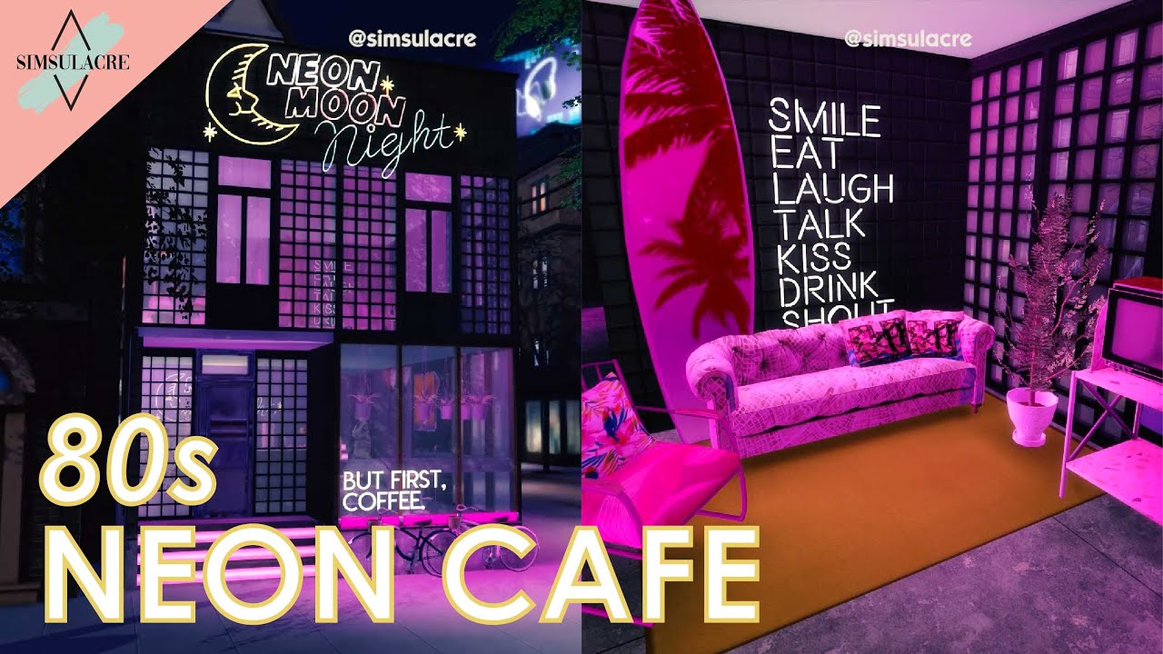 80s NEON 'AESTHETIC' CAFE CC (Speed Build) | The Sims 4 Indonesia