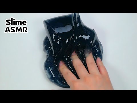 【ASMR・音フェチ】黒めのクリアなスライムに色々混ぜてみる (No Talking)슬라임・史萊姆