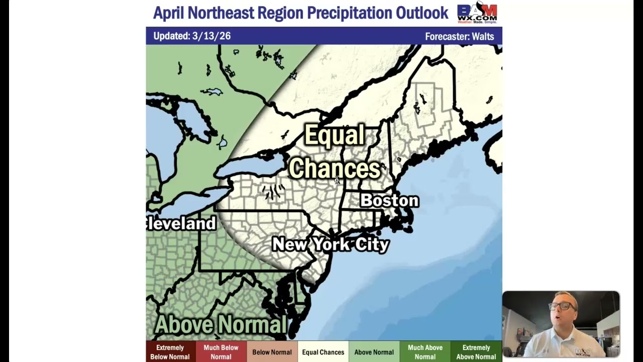 Northeast region April temperature and precipitation outlook 2026