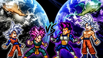 Trunks Ultra Ego (New) & Goten MUI VS Goku MUI & TND Vegeta Ultra Ego V2 in Jump Force Mugen