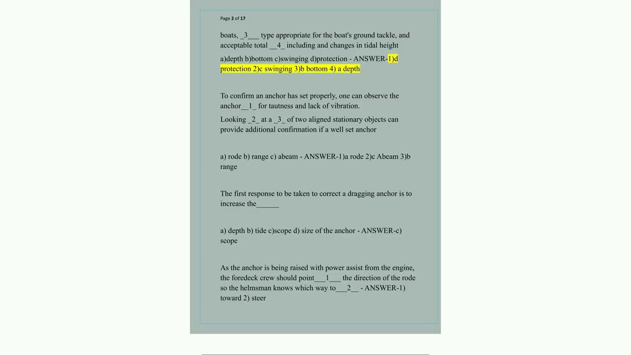 Bareboat Coastal 103 Newest 2025 Exam Complete 100 Questions And Correct Detailed Answers Verified A