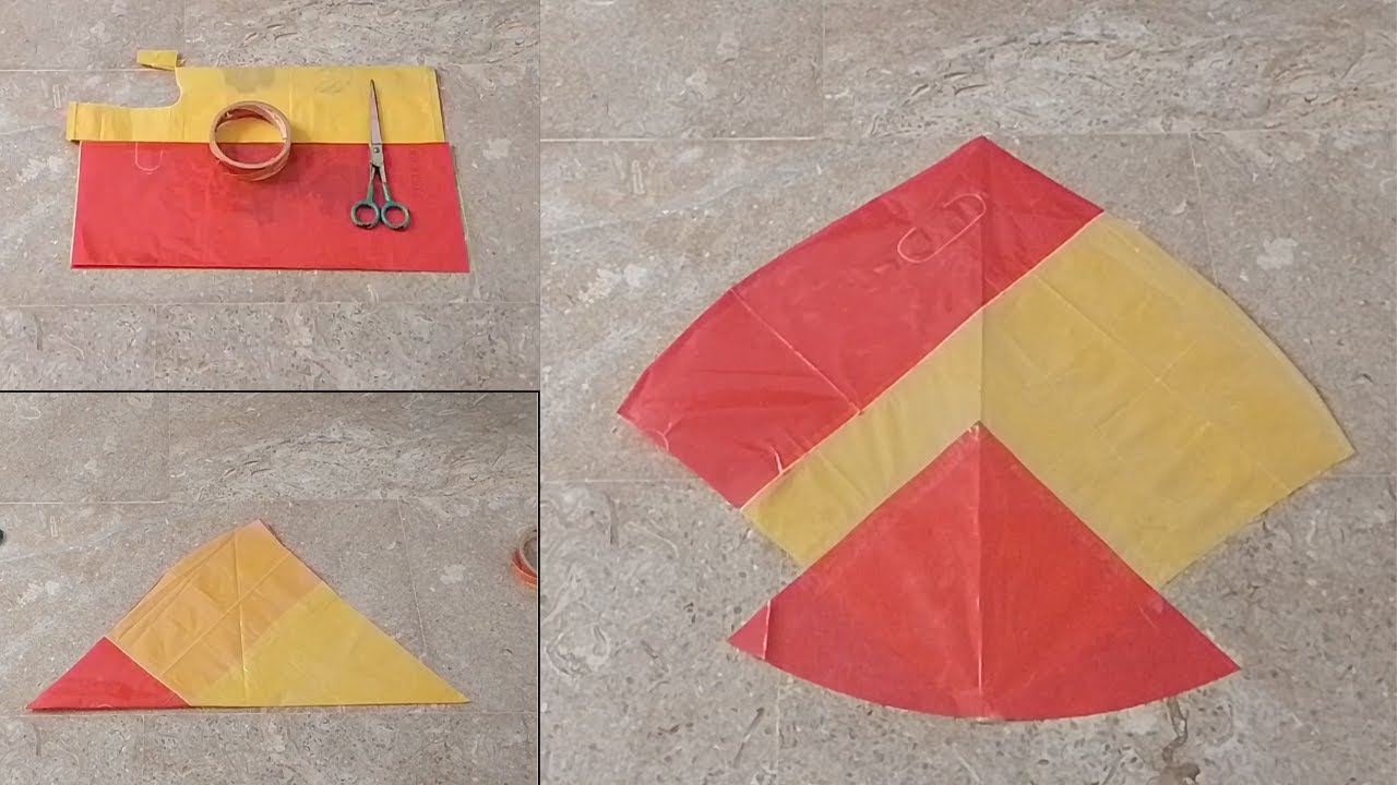 Shopping Bag Kite Making Tutorial || Easy Step By Step Kite Making ...