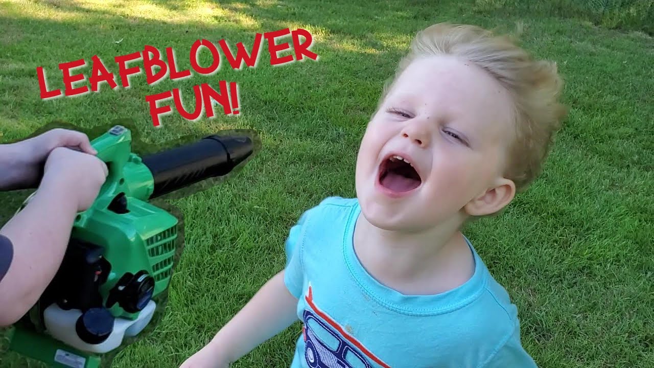 Kids and Leafblowers! Fun with leaf blowers! Video for kids! YouTube