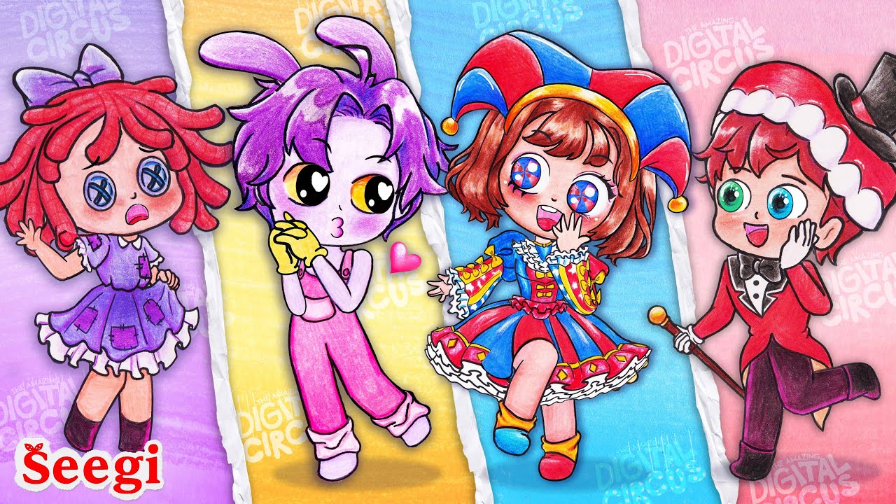 [✨Сделай сам из бумаги] Удивительный цифровой цирк: Волшебство нарядов от POMNI 🎭/ Seegi Stop Mot...