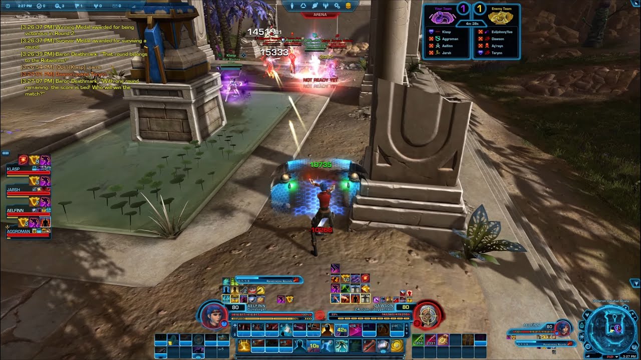 SWTOR Arena 19-01-25 Gunslinger (teaming with Klasp: enemy doomed by fatal lack of tank guardswap)