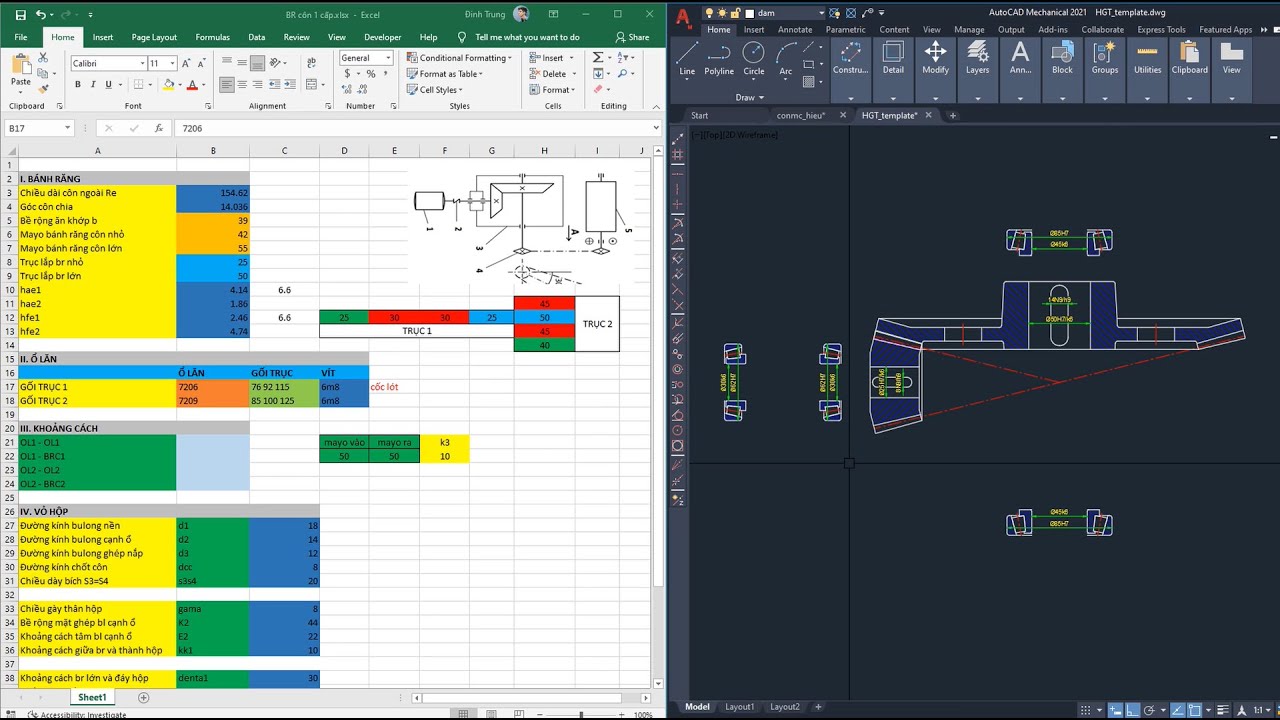 HƯỚNG DẪN VẼ HỘP GIẢM TỐC CÔN TRỤ MỘT CẤP || Vẽ Bộ Truyền Bánh Răng Côn và Bố Trí Ổ Đũa Côn (Phần 2)