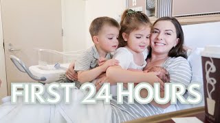 FIRST 24 HOURS WITH A NEWBORN | hospital life, meeting his siblings, and going home!!