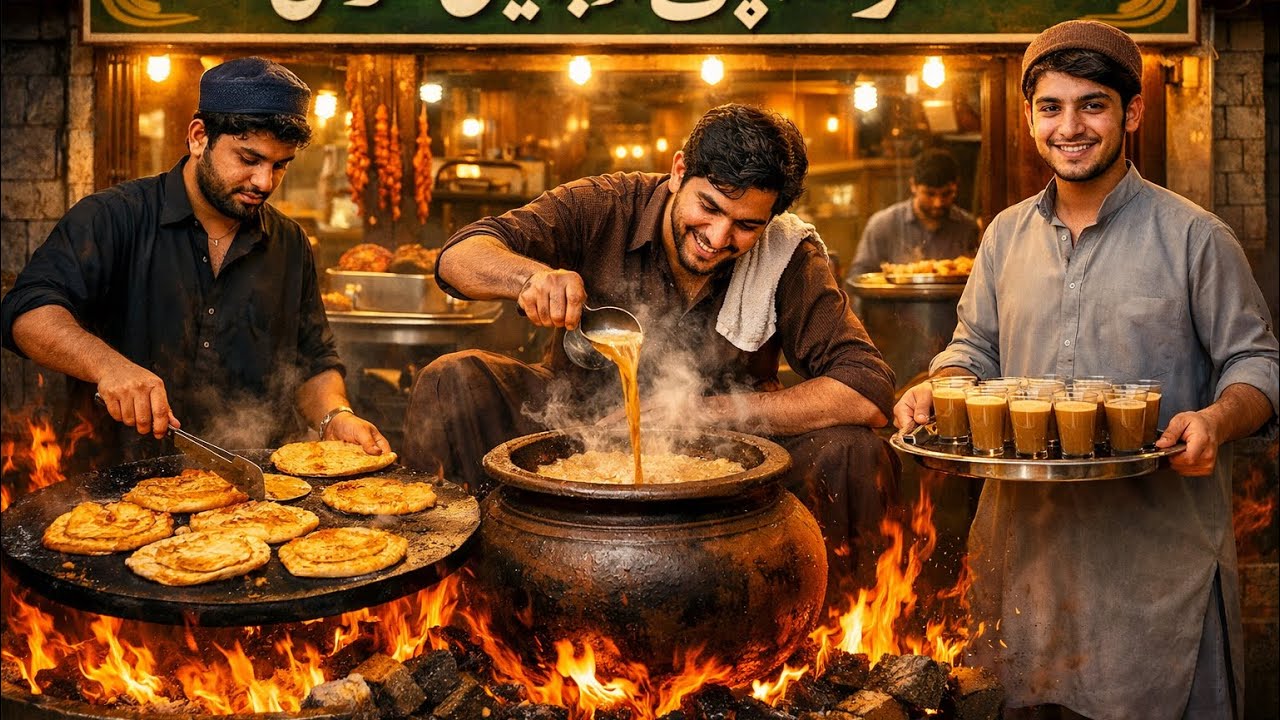 Winter❄️ BreakFast in Afghanistan 🇦🇫 | Quetta Chai and Paratha | Traditional Asian Street Foods