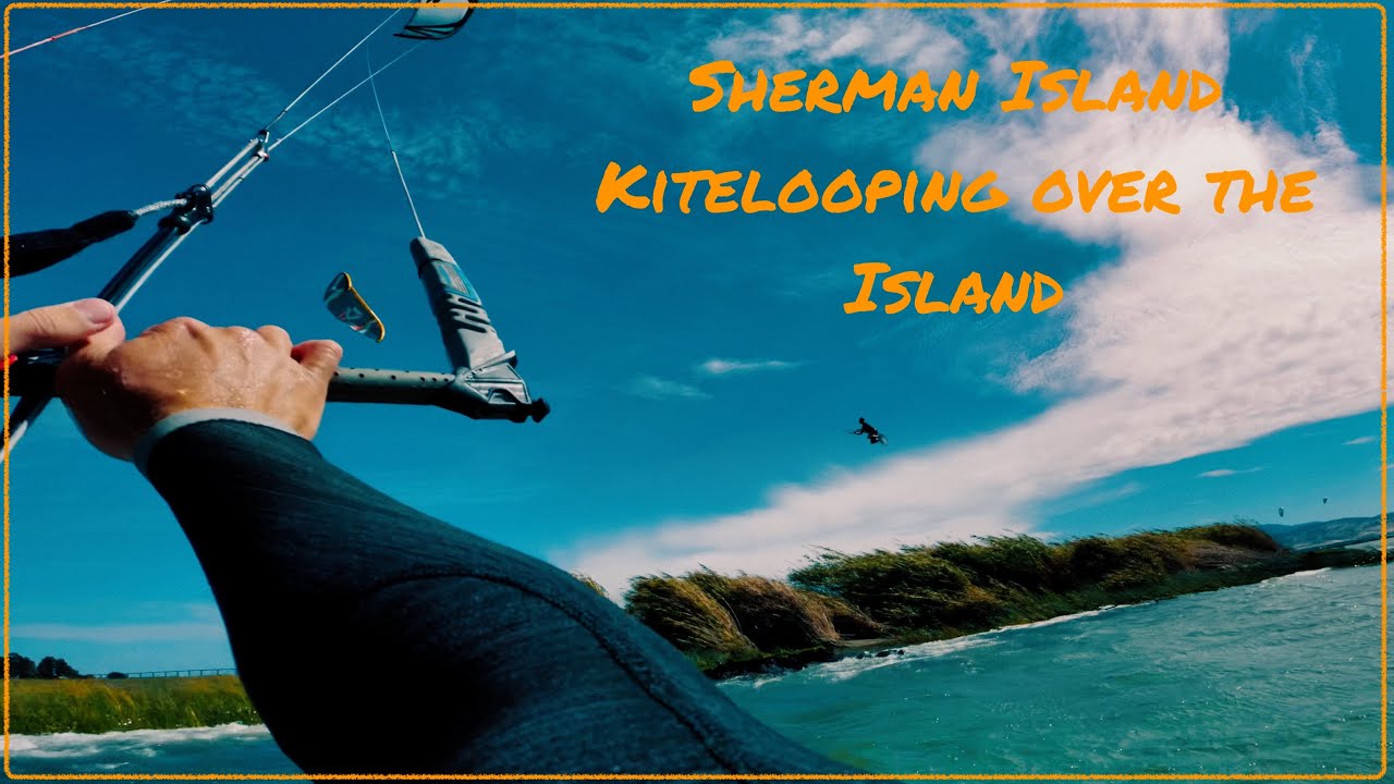 Sherman Island Kiteboarding:  Kitelooping over the Island