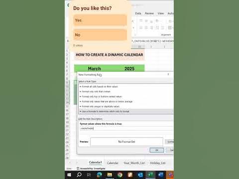 How to create dynamic calendar #excel #exceltips #everyone #highlights ...