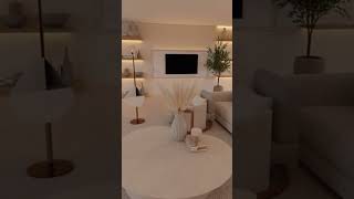 Dreamy Light Beige Modern Living Room Design #shorts
