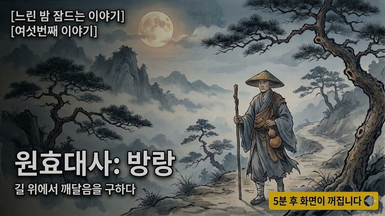[수면낭독] 5분 뒤 화면 꺼짐 🌑 | 바람처럼 흐르는 삶, 원효의 방랑 (Part 6)