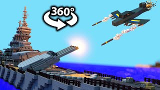 360° VR Video || Warship Attack - Minecraft Animation