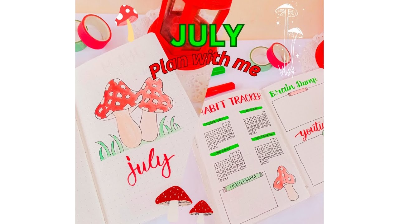 Plan with me🍄 | July bullet journal setup 2023 | Arte jann