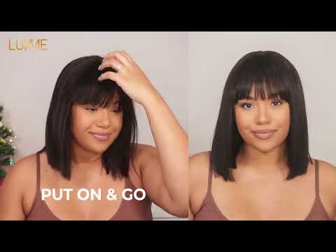 Realistic Yaki Straight Bob With Bangs Minimalist Undetectable Lace Wig - Realistic Yaki Straight Bob With Bangs Minimalist Undetectable Lace Wig