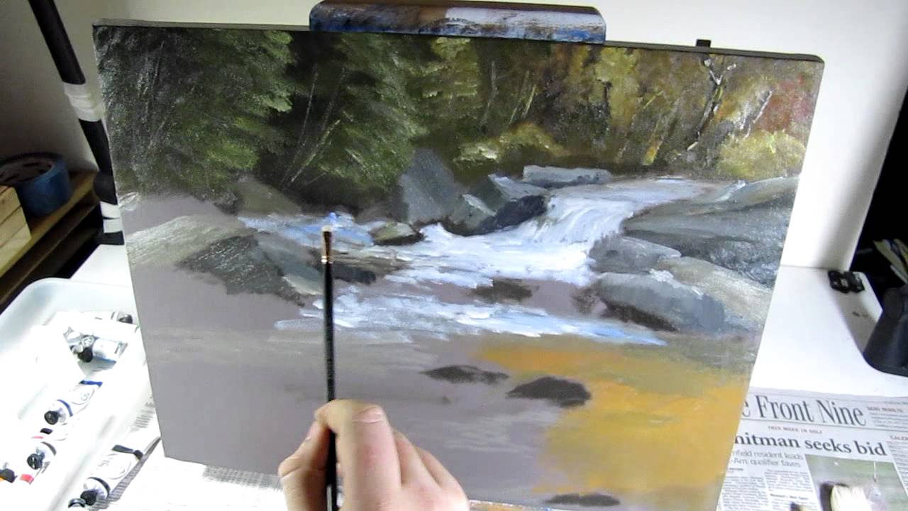 ⁣Fall Waterfall Speed Painting - Oil Paint