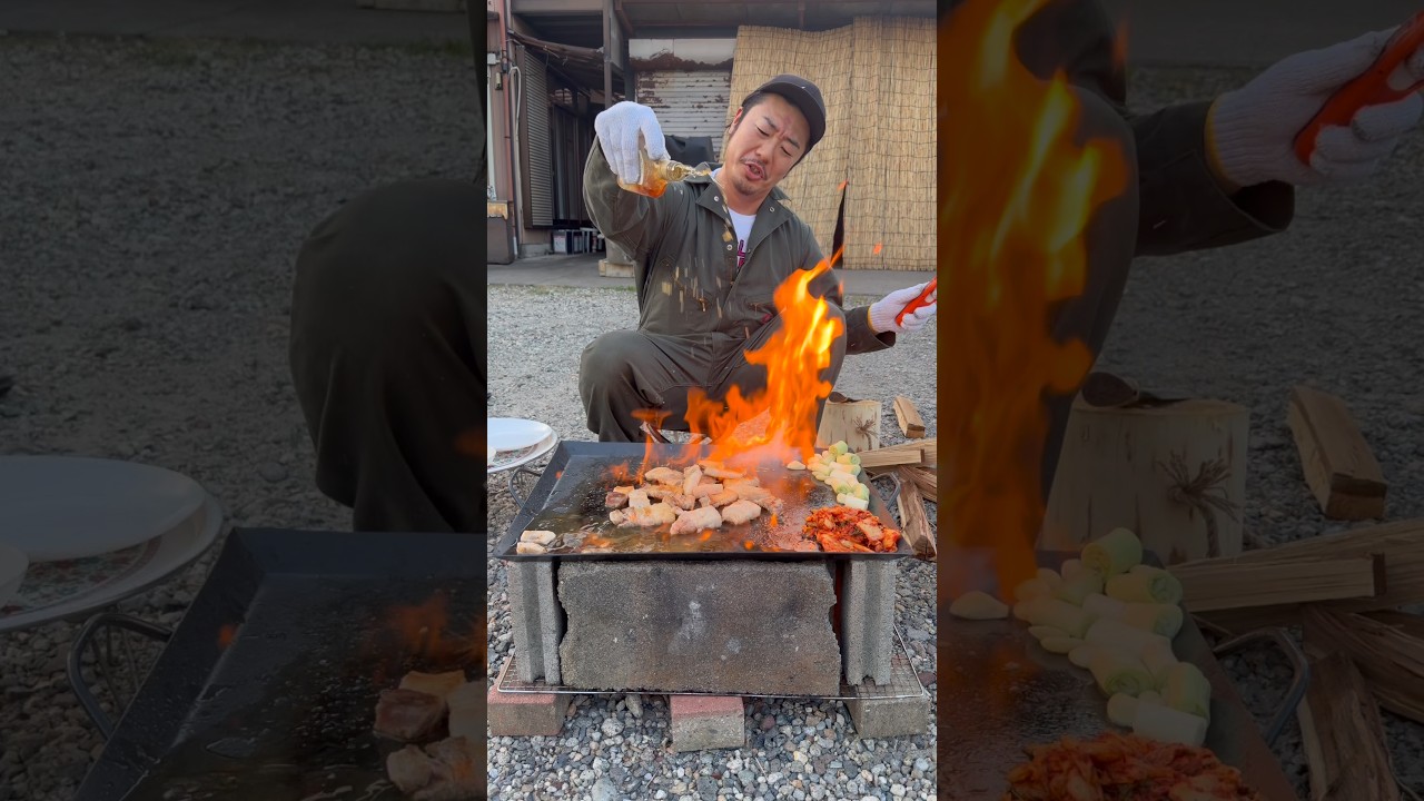 삼겹살과 위스키를 먹는 일본아재 #shorts #koreanfood