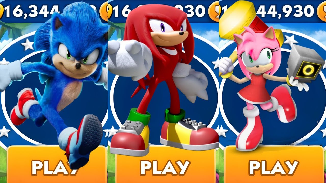 Sonic Dash - Movie Sonic VS Knuckles VS Paladin Amy _ Movie Sonic vs ...