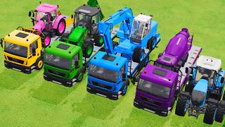 TRANSPORTING EXCAVATOR MIXER TRUCK TRACTORS BACKHOE LOADERS WITH TRUCK IN GAME FARMING SIMULATOR 22 screenshot 1
