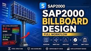 SAP2000 Billboard Design | Full Workflow from Modeling to Drift Control #SAP2000 #BillboardDesign
