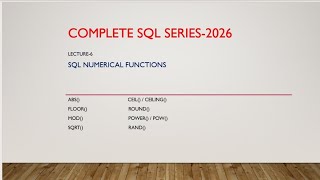 Lecture 7 || MYSQL NUMERICAL FUNCTIONS  ||
