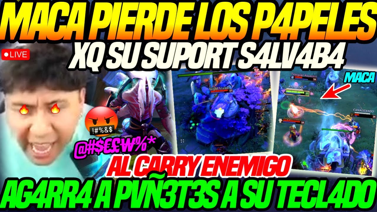 😲MACARIUS 3XPL0T4 y AG4RR4 a PVÑ3T3S a SU TECL4DO😲xq SU SUPORT S4LV4B4 al CARRY ENEMIGO dota2