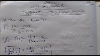Find the derivative sinx cosx/sinx-cosx