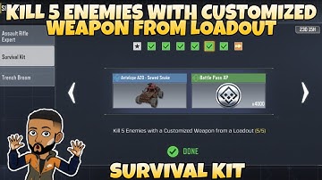 KILL 5 ENEMIES WITH CUSTOMIZED WEAPON FROM LOADOUT SURVIVAL KIT CALL OF DUTY MOBILE COD MOBILE CODM