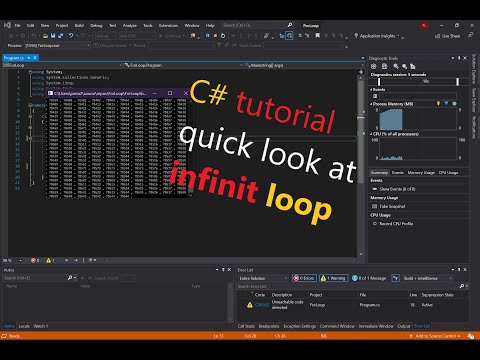 C# / C Sharp tutorial quick look at infinite loop in ForLoop (Console APP)