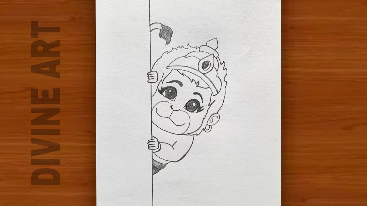 Cute Bal Hanuman Easy drawing | Hanuman pencil sketch | easy step by step