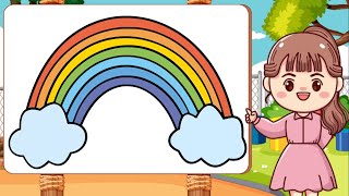 Apprendre colorier Un Arc-en-ciel | Draw and Colour a Rainbow for Kids