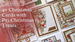40 Christmas Cards with P13 Christmas Treats 6x6 Paper Pad