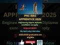 IPRC ISRO Apprentice Recruitment for Graduates🔥|Interview Only|#ytshorts #govtjobs #isro #tamilnadu