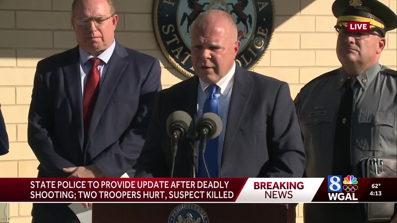 Pennsylvania State Police hold news conference after troopers are shot ...