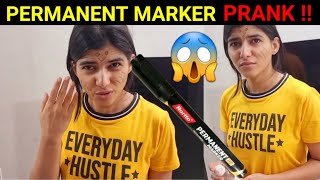 PERMANENT MARKER PRANK ON WIFE  !!😜😱 BILLI BANA DIYA 🤣🤣