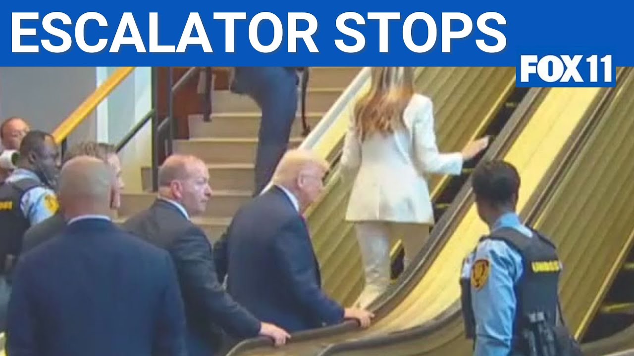 Trump briefly gets stuck after UN escalator stops working | FOX 11 LA