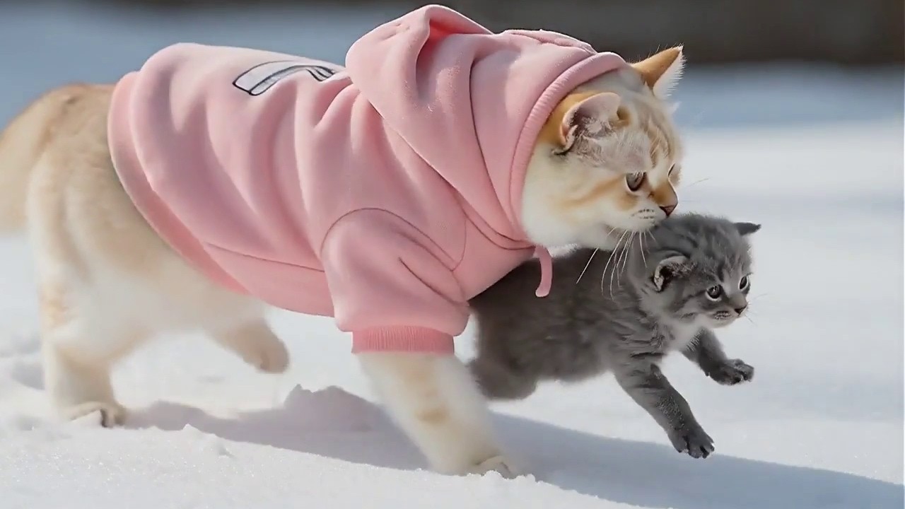 Cream Cat meets Tiny Orphan Kitten for the first time 🐾 (Wait for the end)