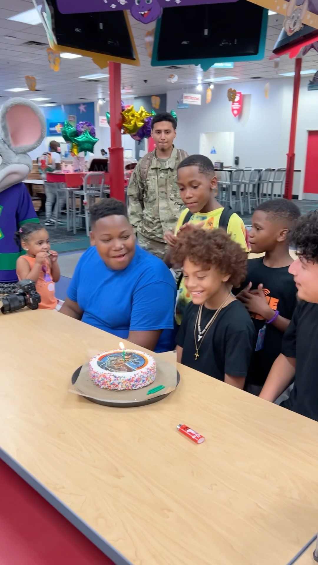 Military dad surprises son at birthday party #shorts