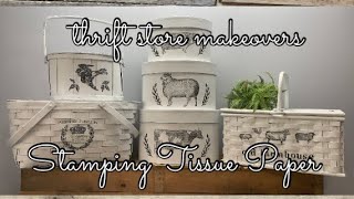 Stamping || Tissue Paper || Using Transfers  ||Thrift Store Finds Makeovers