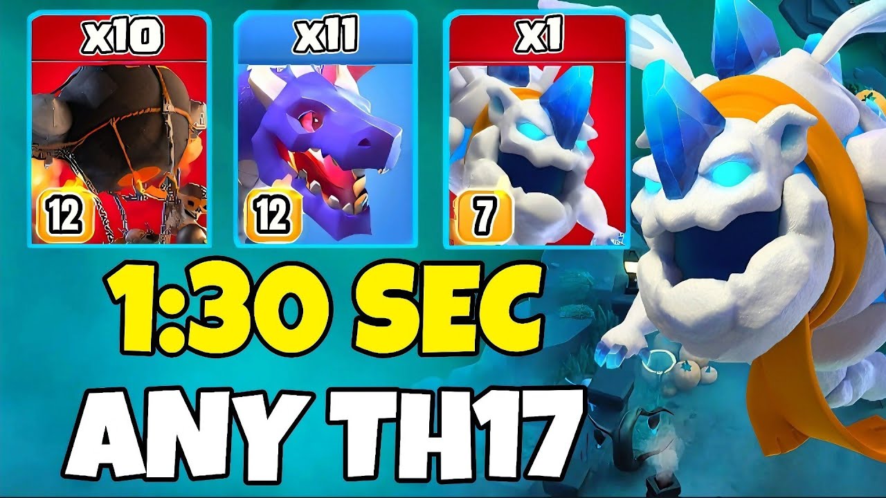 TH17 Dragon + Ice Hound + Rocket Balloon Attack Strategy | TH17 Attack Strategies (Clash of Clans)